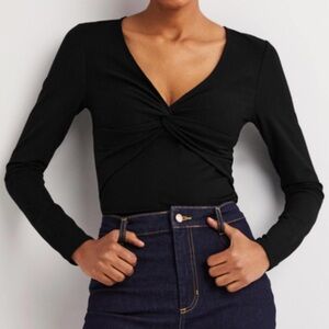 Boden Navy Long Sleeve Twist Front Top